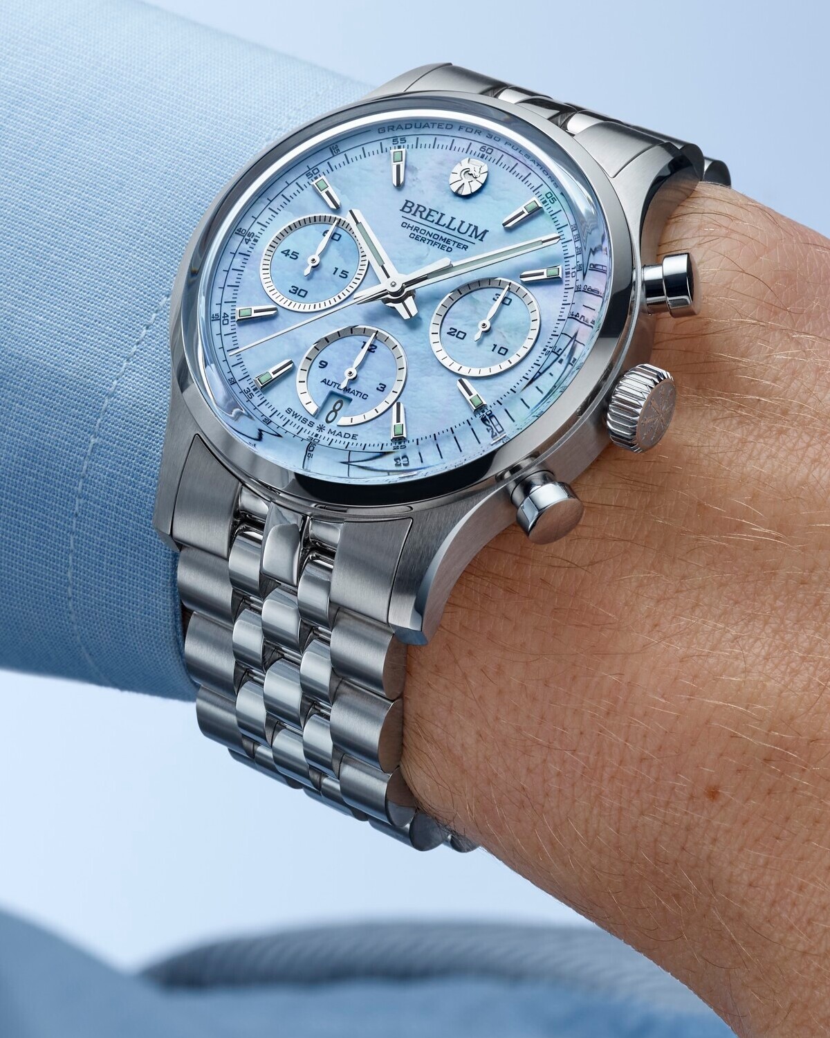 New Duobox 39 Ice Blue Mother of Pearl Chronometer