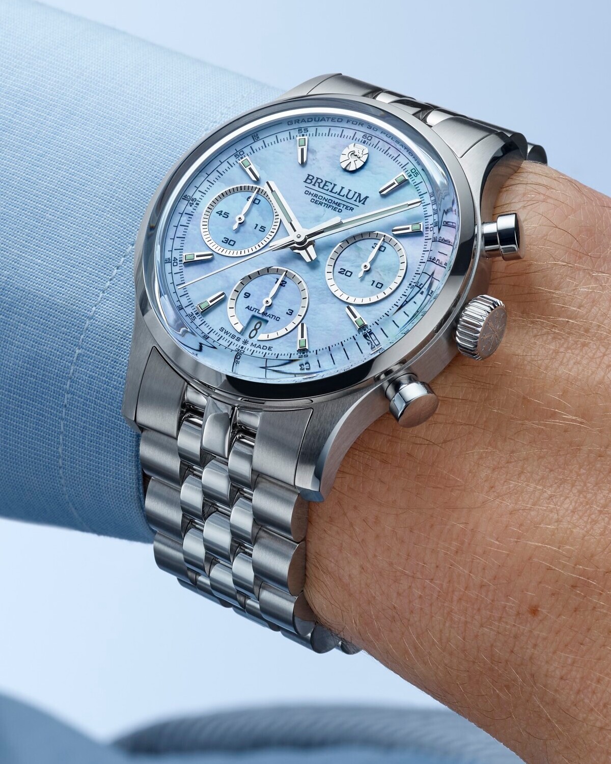 New Duobox 39 Ice Blue Mother of Pearl Chronometer