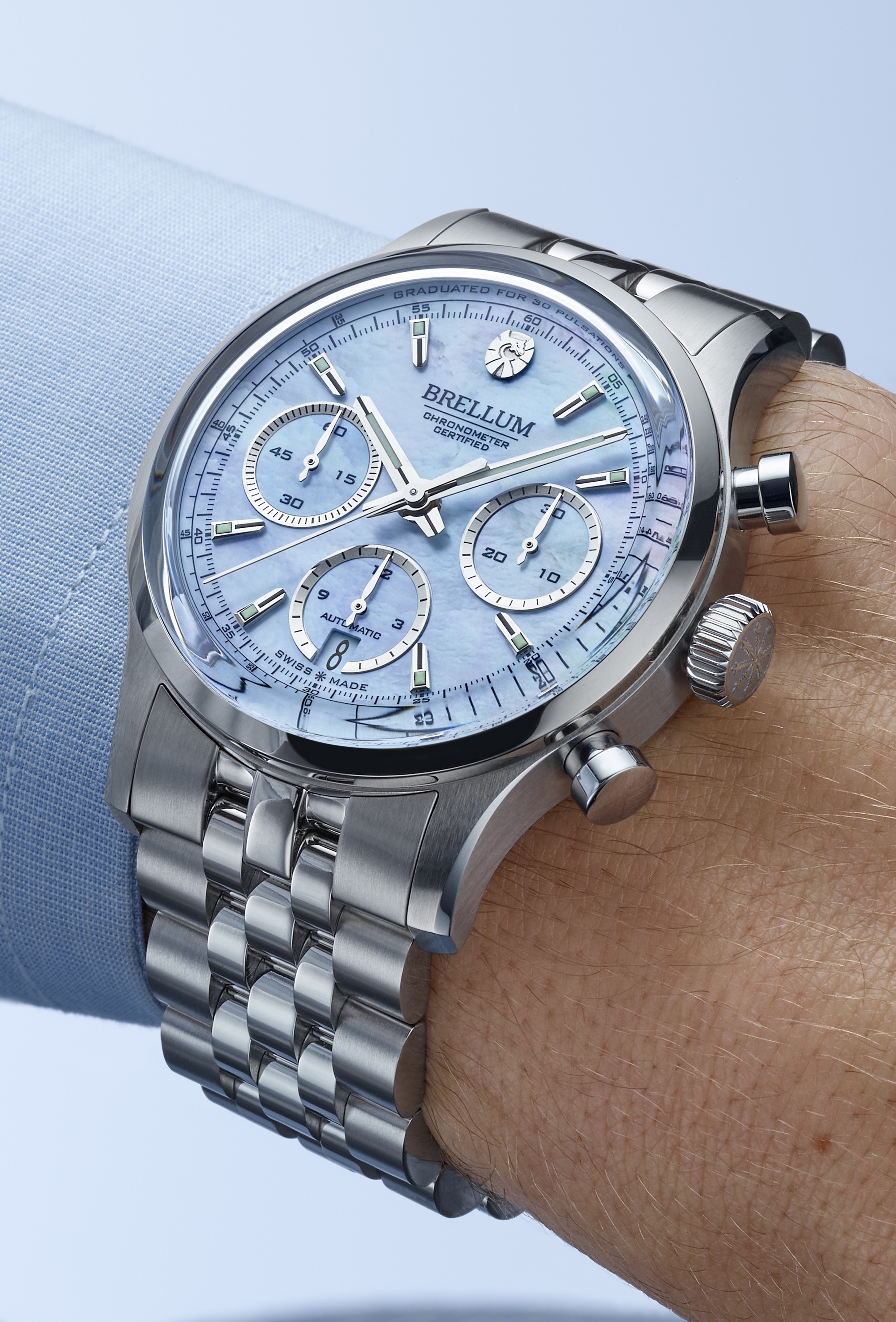 Brellum Duobox 39 Ice Blue Mother of Pearl LE Chronometer